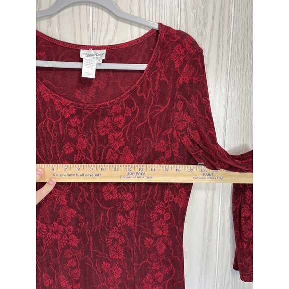 Vtg Coldwater Creek Dress Sz Petite Small Red Black Maxi Long Sleeve Whimsigoth - Picture 5 of 7